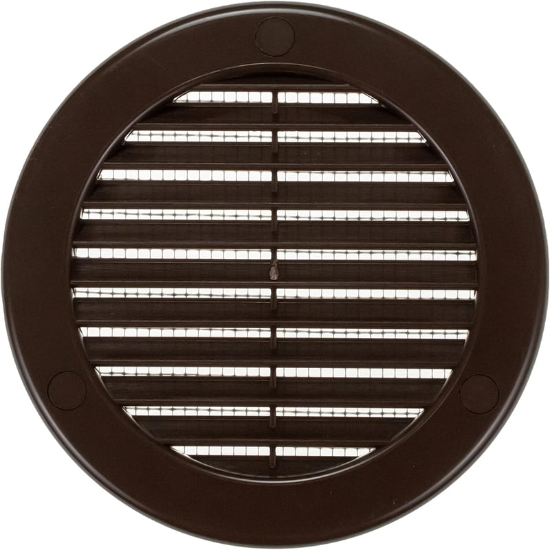 Vent Systems 100 mm Barna Kerek Szellőzőrács Rovarhálóval - Fali és Mennyezeti Szellőzőnyílás Fürdőszobába, Konyhába, Irodába, Garázsba