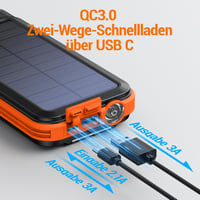 BLAVOR 20000 mAh-s Napelemes Powerbank 4in1 Vezeték Nélküli Töltéssel és FM Rádióval 4