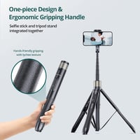 ATUMTEK 165 cm Szelfi Bot Tripod Állvánnyal - Levehető Bluetooth Távirányítóval, iPhone és Android Telefonokhoz, Videózáshoz, Vlogoláshoz, É 7