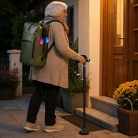 Bezpečnosť pri večerných prechádzkach: skladacia palica + 2x LED svetlo + 35l vodeodolný batoh 1