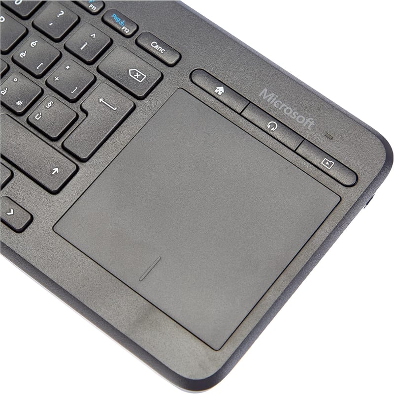 Microsoft All-in-One Media Keyboard - Vezeték nélküli multimédiás billentyűzet beépített touchpaddel, QWERTY kiosztás, fekete