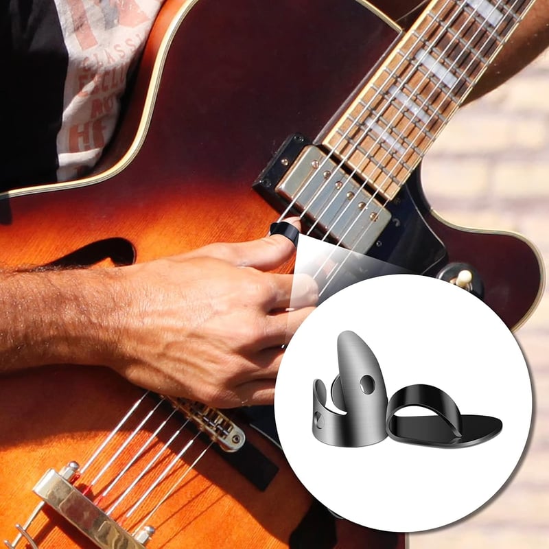 AIEX 12 darabos gitár pengetőkészlet - állítható ujj- és műanyag hüvelykpengető szett