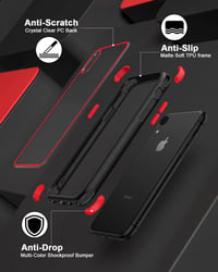 MobNano Ultra Hybrid átlátszó iPhone XR tok - ütésálló, fekete-piros szegéllyel 6