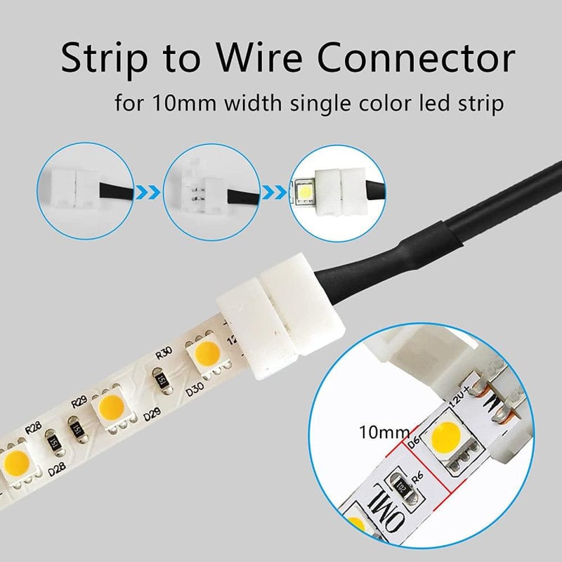 PNGKNYOCN LED szalag csatlakozó klipsz, 10db, forrasztás nélküli, DC 5,5x2,1mm