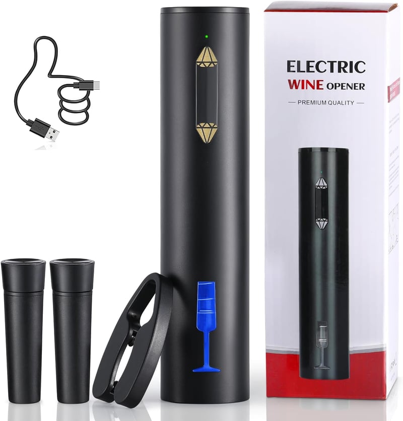 ZOYIDOUX 4 az 1-ben USB-s elektromos bornyitó készlet, alumínium, ajándék borkedvelőknek