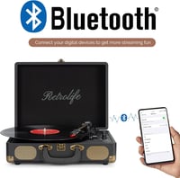 Retrolife 3 sebességes Bluetooth lemezjátszó RCA kimenettel és beépített hangszóróval 2