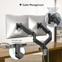 BONTEC Dupla Monitortartó Kar 13-27 Colos LED LCD Képernyőkhöz, Gázrugós, Állítható, Forgatható VESA Konzol, C-Bilinccsel, 6,5 kg Teherbírás 5