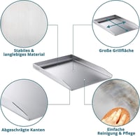 Smartpeas Rozsdamentes Acél Grillező Lap 30x40 cm - Univerzális Plancha Faszenes és Gázos Grillekhez, Egyenletes Hőelosztás, Hamburger és Tü 2