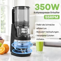 Canoly 350W Hideg Prés Gyümölcsfacsaró 140mm Extra Nagy Adagolóval - Egész Gyümölcsökhöz, Zöldségekhez, Biztonsági Zárral, Könnyen Tisztítha 5