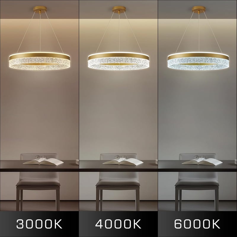 KSIBNW Állítható Fényerejű LED Függőlámpa - 36W Modern Arany Gyűrű Csillár Nappaliba, Étkezőbe - 50cm Átmérőjű Akril-Fém Mennyezeti Lámpa