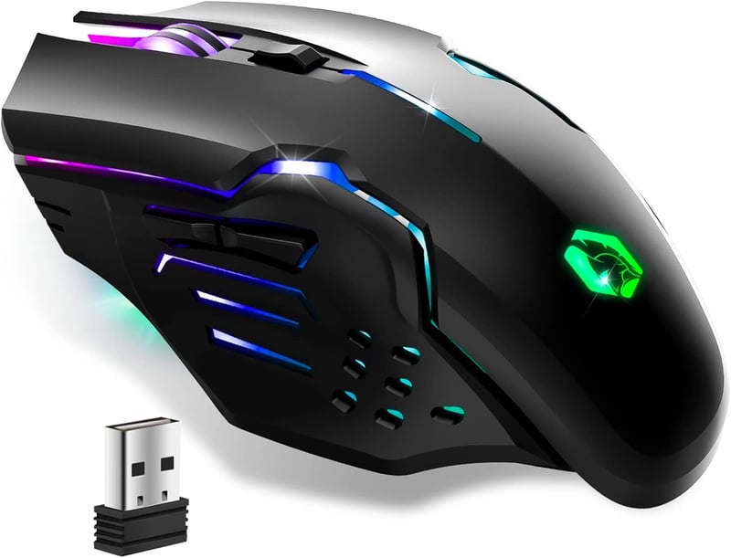 EMPIRE GAMING RF903 Vezeték Nélküli Gaming Egér 2.4GHz Újratölthető RGB LED Háttérvilágítás 4800 DPI PC PS4 PS5 Xbox Fekete