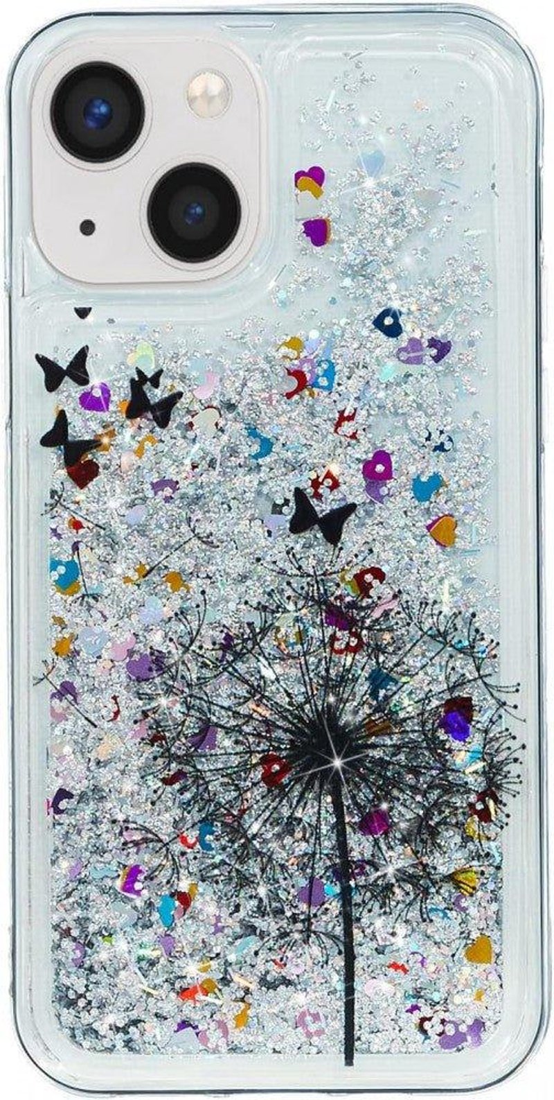 iPhone 13 Pillangós Virágos Glitteres Női Szilikon Védőtok