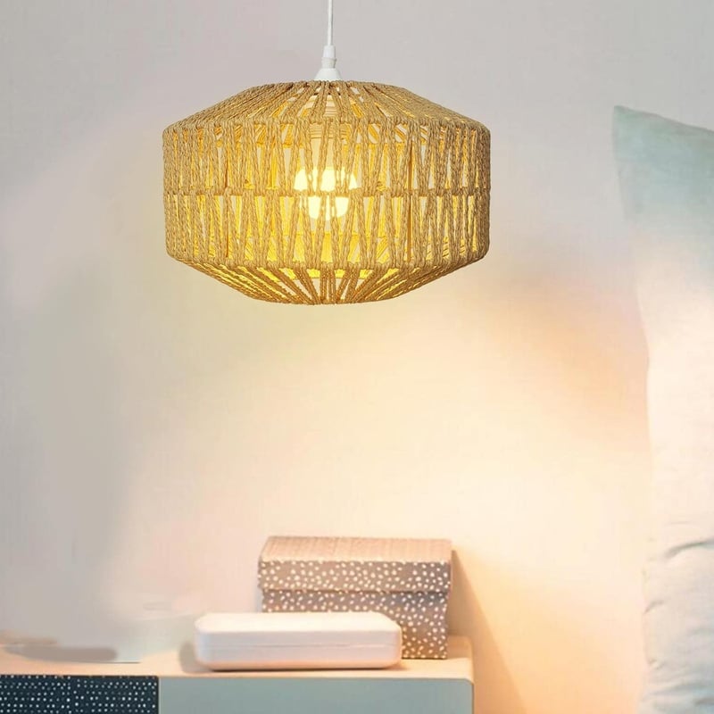 MagiDeal Fonott Papír Lámpaernyő 30x19cm - Kerek Függőlámpa Búra Nappali, Étkező, Hálószoba Dekorációhoz - Klasszikus Rusztikus Stílus - Vil