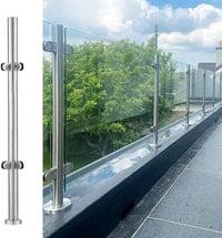 ABONOK 304-es Rozsdamentes Acél Üvegkorlát Oszlop 105 cm - Erkély, Terasz, Lépcső Korlátrendszer Üvegbilincsekkel, 42 mm Csőátmérő, 10-12 mm 1