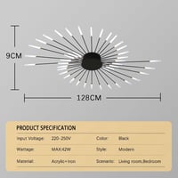 minifair Modern LED Mennyezeti Lámpa 42 Fejes Fényerőszabályozható Fekete Csillár 3000K-6000K Távirányítóval Hálószobába Nappaliba Irodába 7