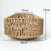 MagiDeal Fonott Papír Lámpaernyő 30x19cm - Kerek Függőlámpa Búra Nappali, Étkező, Hálószoba Dekorációhoz - Klasszikus Rusztikus Stílus - Vil 3