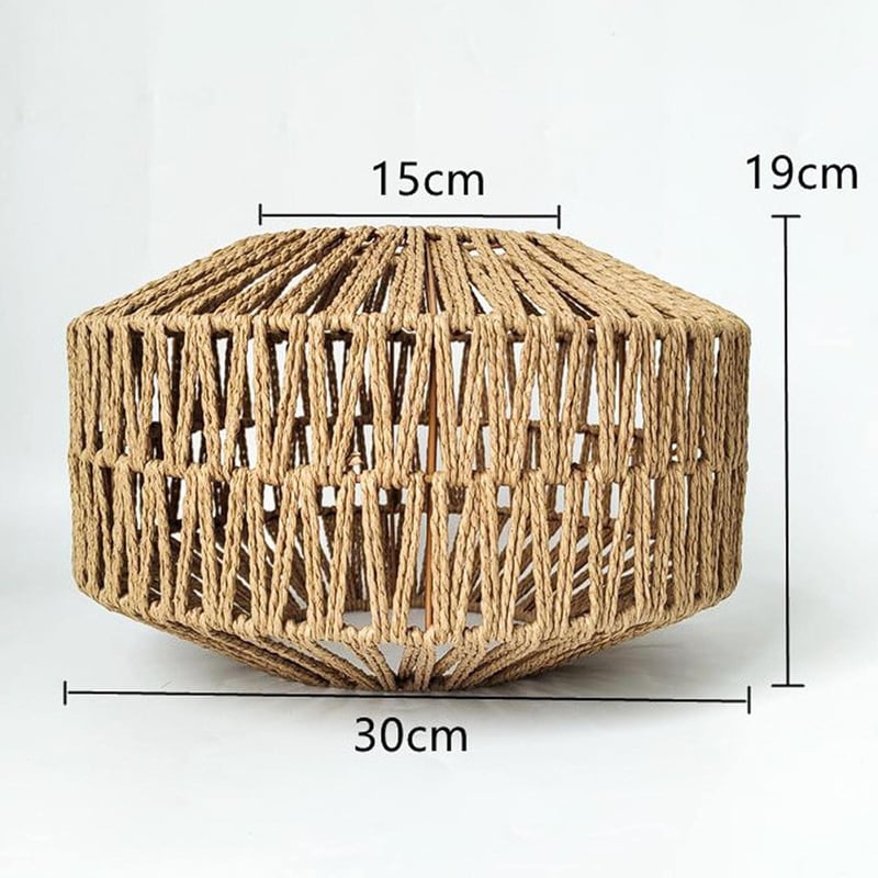 MagiDeal Fonott Papír Lámpaernyő 30x19cm - Kerek Függőlámpa Búra Nappali, Étkező, Hálószoba Dekorációhoz - Klasszikus Rusztikus Stílus - Vil