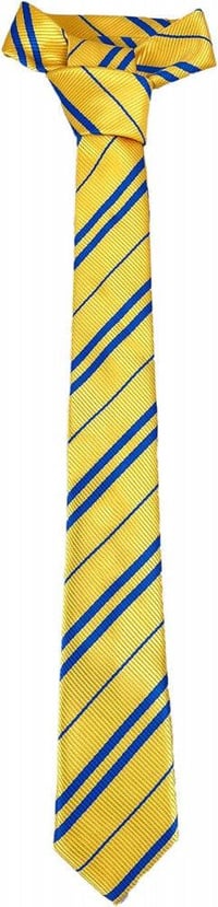 Elegáns Sárga-Kék Selyem Nyakkendő, Extra Hosszú 150 cm 3