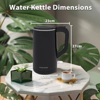 COOKTRON Rozsdamentes Acél Vízforraló 1,7L - Ultracsendes 30dB, Dupla Falú, Gyors Melegítés, BPA-mentes, Hideg Tapintású, Fekete 6