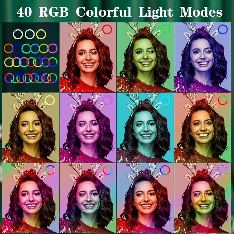 FGRYB 10" RGB LED Gyűrűfény Állvánnyal és Telefontartóval - Szelfi Lámpa