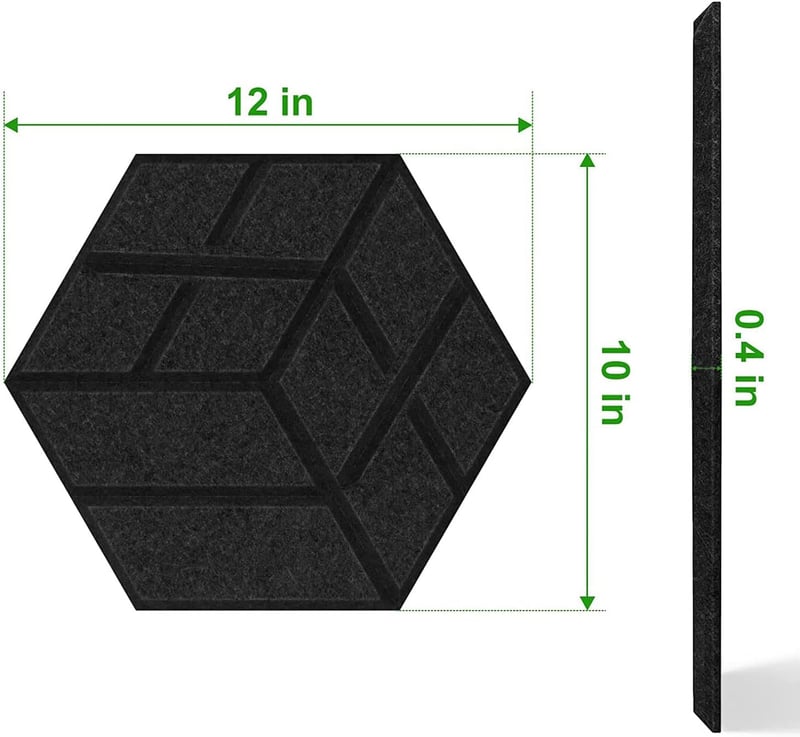 Hexagon alakú akusztikai panel szett, 12 db - Stúdió hangszigetelő hab