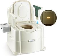 Hybodies Hordozható WC Szék Időseknek és Mozgáskorlátozottaknak - Állítható Magasságú Éjjeli Toalett Karfával, Szenzoros Éjszakai Fénnyel, 2 2