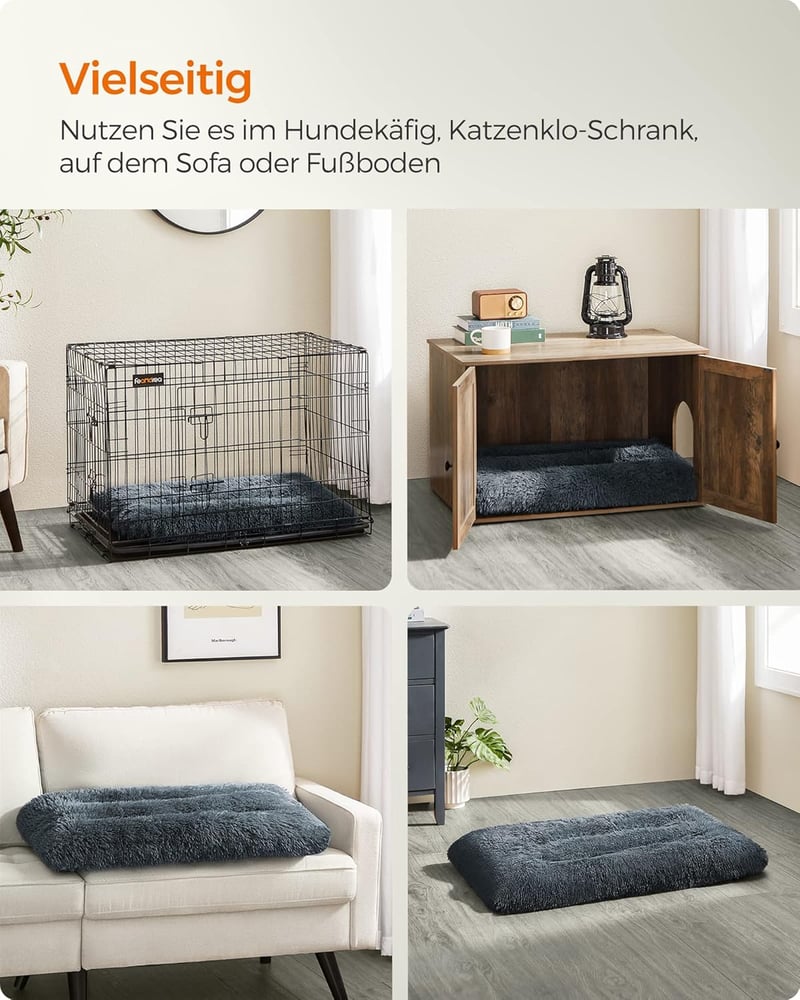 Feandrea XXL Plüss Kutyafekhely - Mosható, Puha, Sötétszürke, 122x74 cm