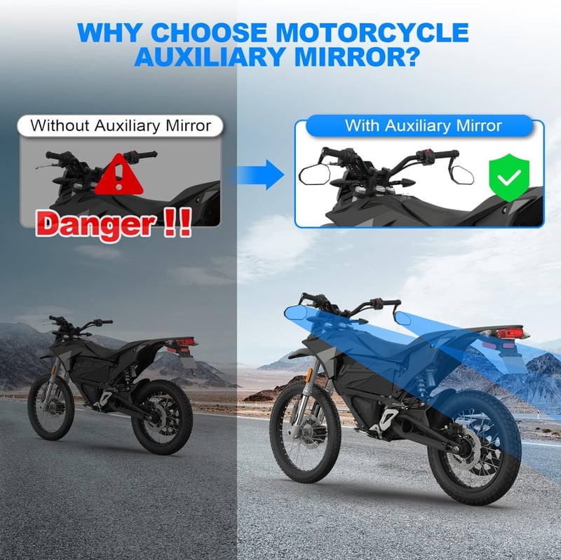 SUPAREE Univerzális Motorkerékpár Visszapillantó Tükör - 360° Forgatható, Alumínium Ötvözet, E-Jóváhagyott, Robusztus, Robogókhoz és ATV-khe