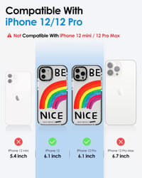 iPhone 12 Átlátszó Szilikon Tok "Be Nice" Felirattal és Szivárvány Mintával 6