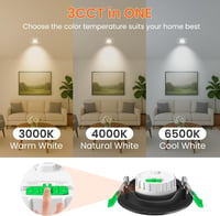 ALUSSO 6 db LED Süllyesztett Spotlámpa, 45° Dönthető, 3 Színhőmérséklet 540lm, Fekete, Szabályozható, 60°/120° Fényszög 5