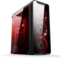 EMPIRE GAMING Warmachine ATX Mid-Tower Gamer Ház - 4 RGB LED Ventilátor, 11 Világítási Mód, Edzett Üveg, Vízhűtés Kompatibilis, Fekete 1