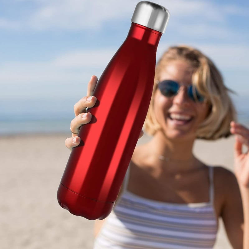 GeeRic Rozsdamentes Acél Termosz 750ml - Dupla Falú Hőszigetelő Kulacs, Szivárgásmentes, BPA-mentes, Túrázáshoz, Sportoláshoz, Világos Lila 