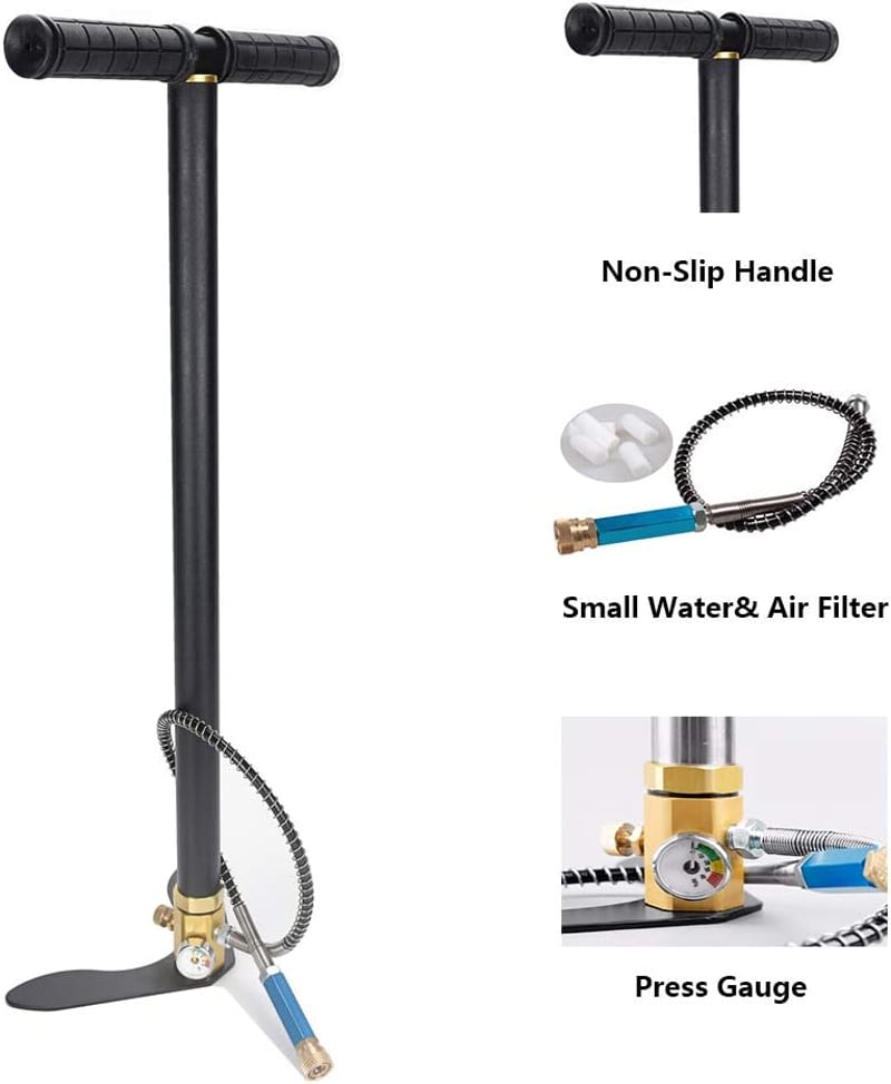 VerRich 3 Fokozatú PCP Kézi Pumpa 4500 Psi Nagy Nyomású Töltő -Kompresszor Fekete