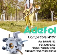 Adefol Karburátor Készlet Stihl FS120 FS200 FS020 FS202 FS300 FS350 Modellekhez - Tömítés, Légszűrő, Üzemanyagcső, Benzinszűrő, Gyújtógyerty 2