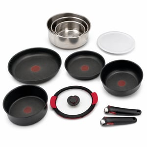 Sada nerezového riadu Tefal Ingenio Emotion L897SJ04, 20-dielna, indukčná, odnímateľná rukoväť, vhodná do umývačky riadu, používaná