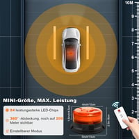 Dinfu Mágneses Sárga Villogó Vészfény Távirányítóval - 12V LED Figyelmeztető Lámpa 9 Üzemmóddal - USB és Szivargyújtó Töltővel Autóhoz, Tehe 2
