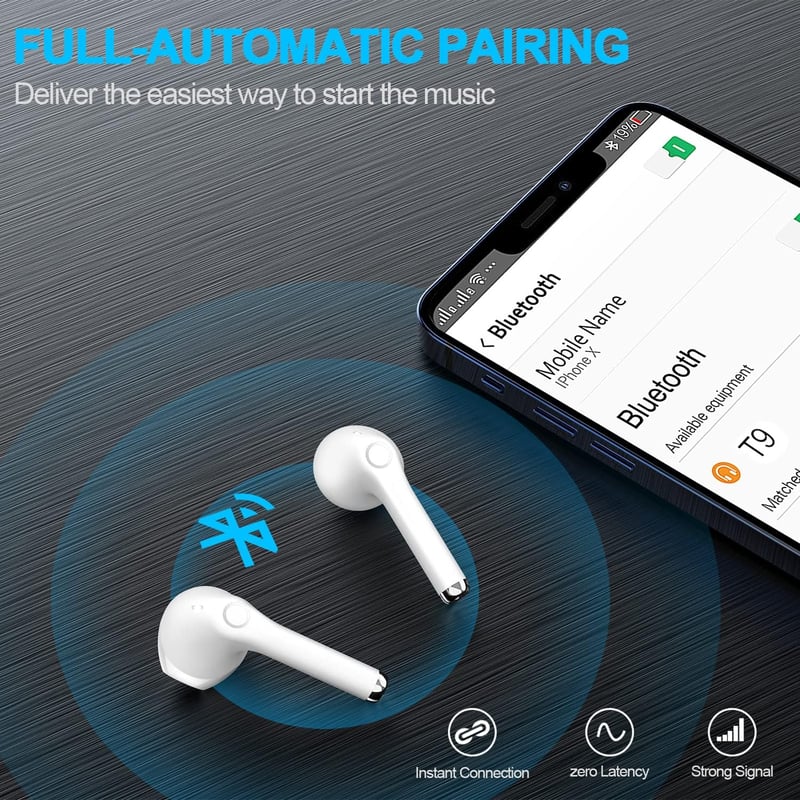 yobola Bluetooth Fülhallgató, IPX5 Vízálló Vezeték Nélküli Headset, 25 Órás Üzemidő, Érintésvezérlés, HiFi Sztereó Hang, Beépített Mikrofon