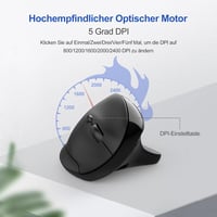 TECKNET Ergonomikus Vezeték Nélküli Egér 2400DPI Vertikális Kialakítással, Újratölthető, 6 Gombos, Fekete - Laptop, PC, MacBook Kompatibilis 9