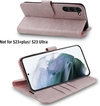 MONASAY Samsung Galaxy S23 5G Bőr Flip Tok - Rózsaszín, Kártyatartóval, Állvánnyal, Mágneses Záródással, Ütésálló Védőtok, Képernyővédő Fóli 5