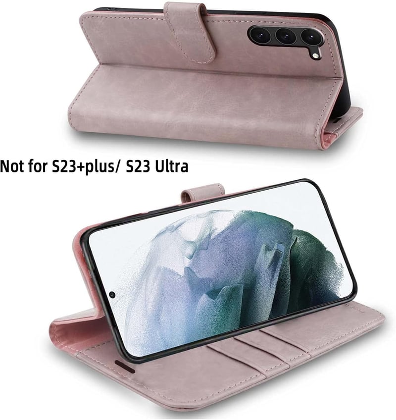 MONASAY Samsung Galaxy S23 5G Bőr Flip Tok - Rózsaszín, Kártyatartóval, Állvánnyal, Mágneses Záródással, Ütésálló Védőtok, Képernyővédő Fóli
