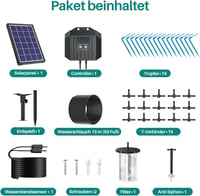 Biling Napelemes Automata Öntözőrendszer 15m Tömlővel, Időzítővel - Növényápolás Nyaralás Alatt, Kert, Erkély, Üvegház Öntözésére, 3.5W 7