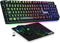 EMPIRE GAMING Armor RF800 Vezeték Nélküli Gamer Billentyűzet és Egér Szett RGB Háttérvilágítással, 4800 DPI, QWERTZ, PC/PS4/PS5/Xbox Kompati - RF800 Wireless Schwarz 1