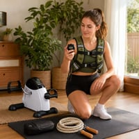Interval tréning set: 1x stopky + 1x vesta 2,3kg + 1x švihadlo + 1x mini pedálovač 1