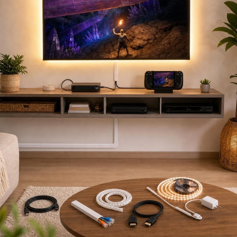Set za organizaciju kabela: 1x USB-C + 10x kanalica + 2m spirala + 3m HDMI + 6m LED traka + 24V napajanje