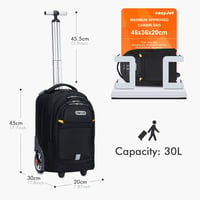 BAGZY Gurulós Hátizsák 45x36x20 cm - Kétkerekű Laptoptáska 15.6" Méretű Laptophoz, EasyJet Kézipoggyász Méretű Utazótáska Biztonsági Zárral 2