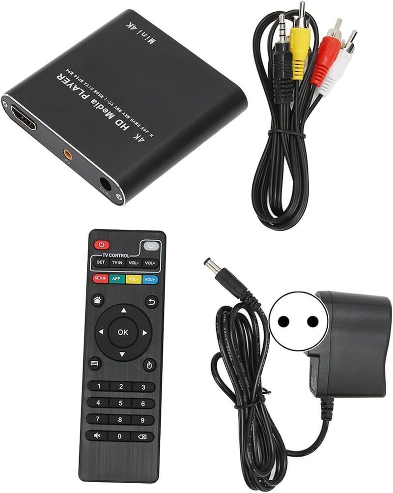 Bewinner 4K médialejátszó - Hordozható HDMI/USB lejátszó 5TB-ig, távirányítóval