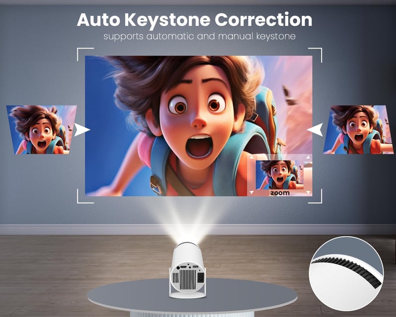 Hordozható 4K Full HD mini projektor, 180° forgatható, WiFi, 130" kijelző