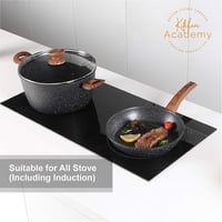 Kitchen Academy 12 részes fekete gránit edénykészlet - Tapadásmentes indukciós fazék és serpenyő szett, PFOA és PFOS mentes, hőálló bakelitf 4