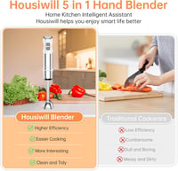 Housiwil 1000W-os 5 az 1-ben botmixer szett, 24 sebességgel, turbó funkcióval 5