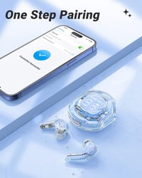 ACEFAST T8 Bluetooth fülhallgató, 30 órás üzemidő, zajszűrés, átlátszó LED kijelző, jégkék 9